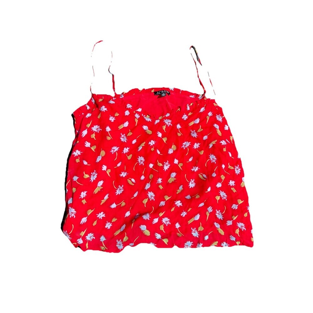 Jcrew 3xl Floral Red Tank Top Blouse Plus Size
